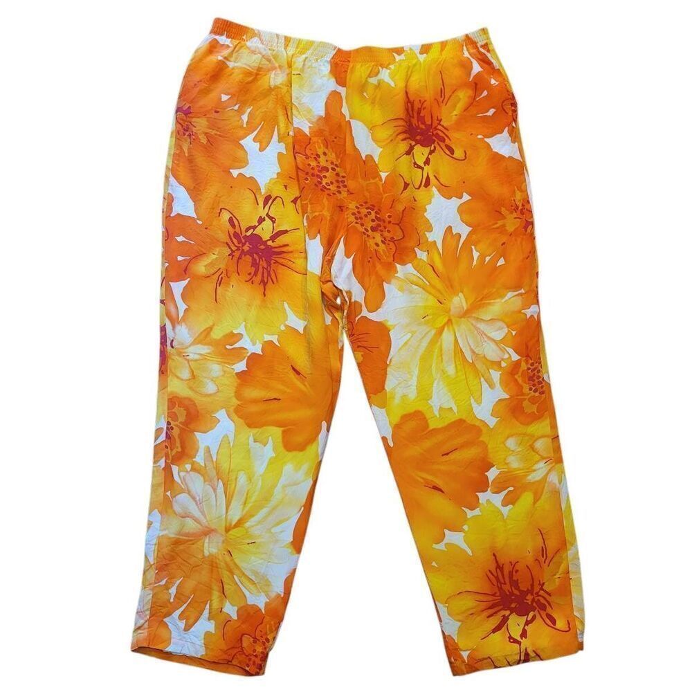 Vintage Diane Gilman Pants Women's 2X High Rise Relaxed Silk Watercolor Floral
